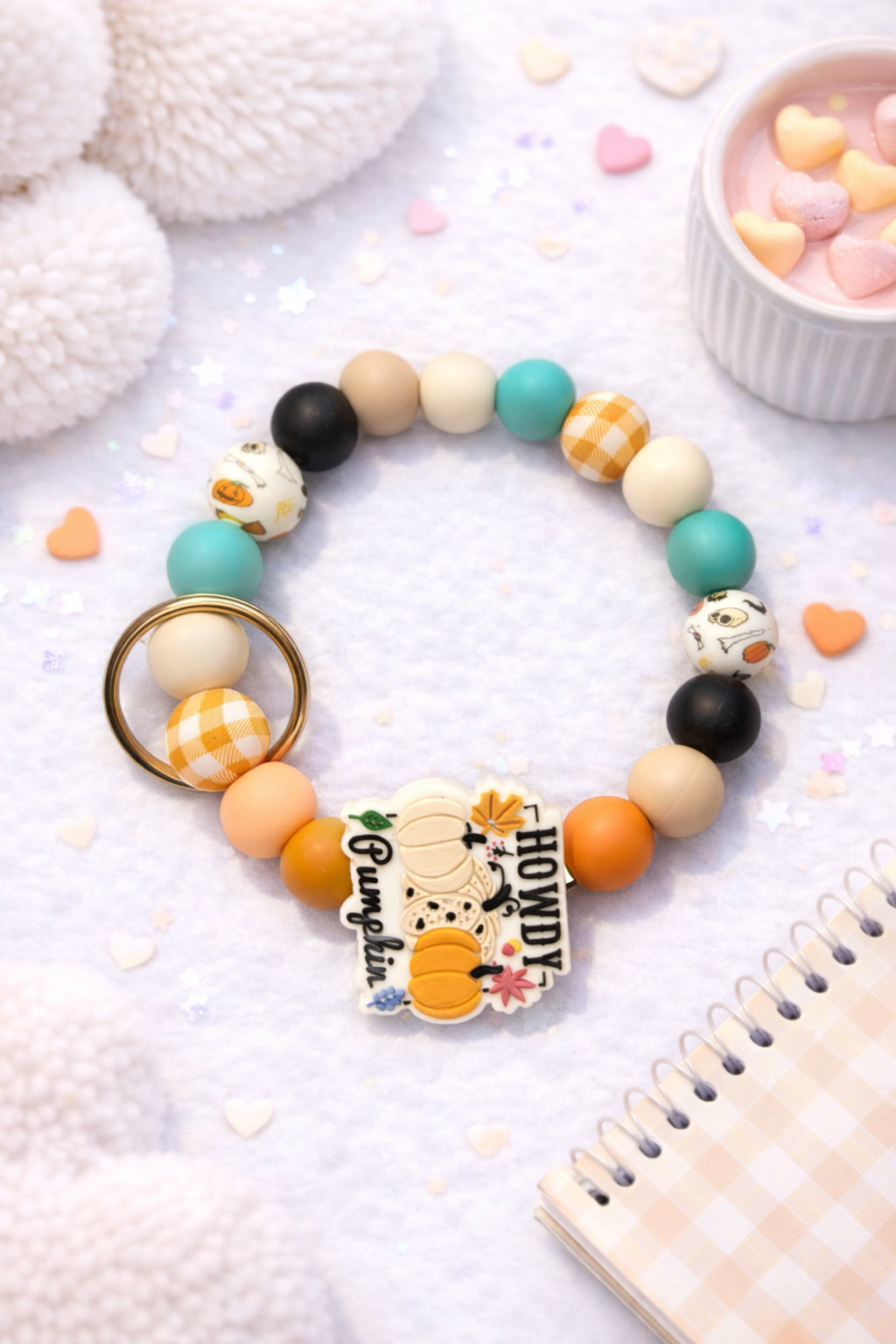 Hand Made Keychain Hey There to Pumpkin
