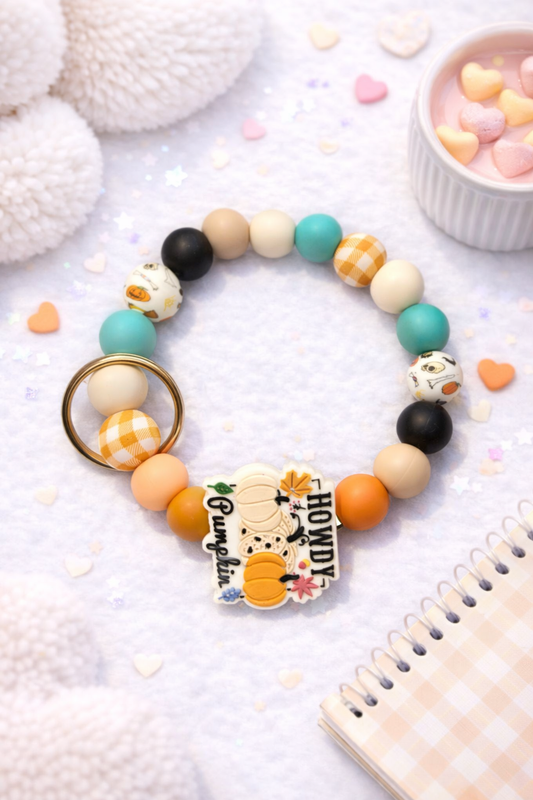 Hand Made Keychain Hey There to Pumpkin