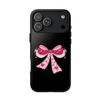 Pink Heart Bow Tough Phone Case — Cute Protective iPhone Cover