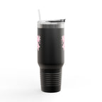 40oz Insulated Travel Mug — Pink Gingham Bow Design