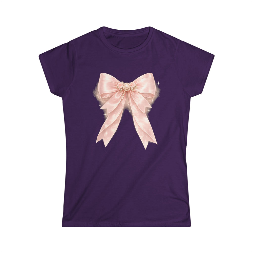 Women's Pink Satin Bow Tee — Elegant Gift Shirt for Brides, Mother's Day & Special Occasions