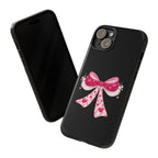 Pink Heart Bow Tough Phone Case — Cute Protective iPhone Cover
