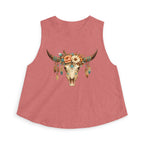 Boho Floral Bull Skull Crop Top — Women's Southwestern Tank
