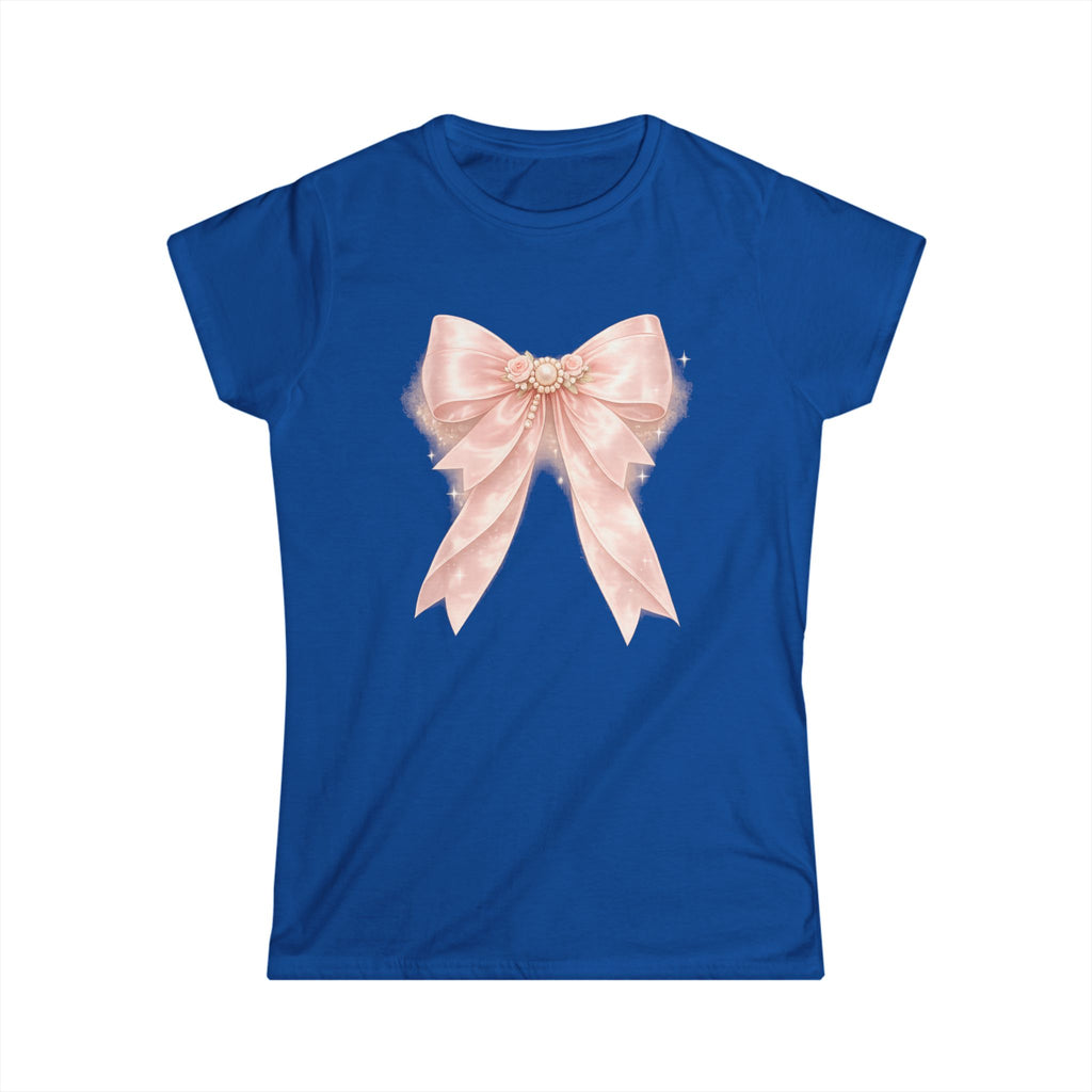 Women's Pink Satin Bow Tee — Elegant Gift Shirt for Brides, Mother's Day & Special Occasions
