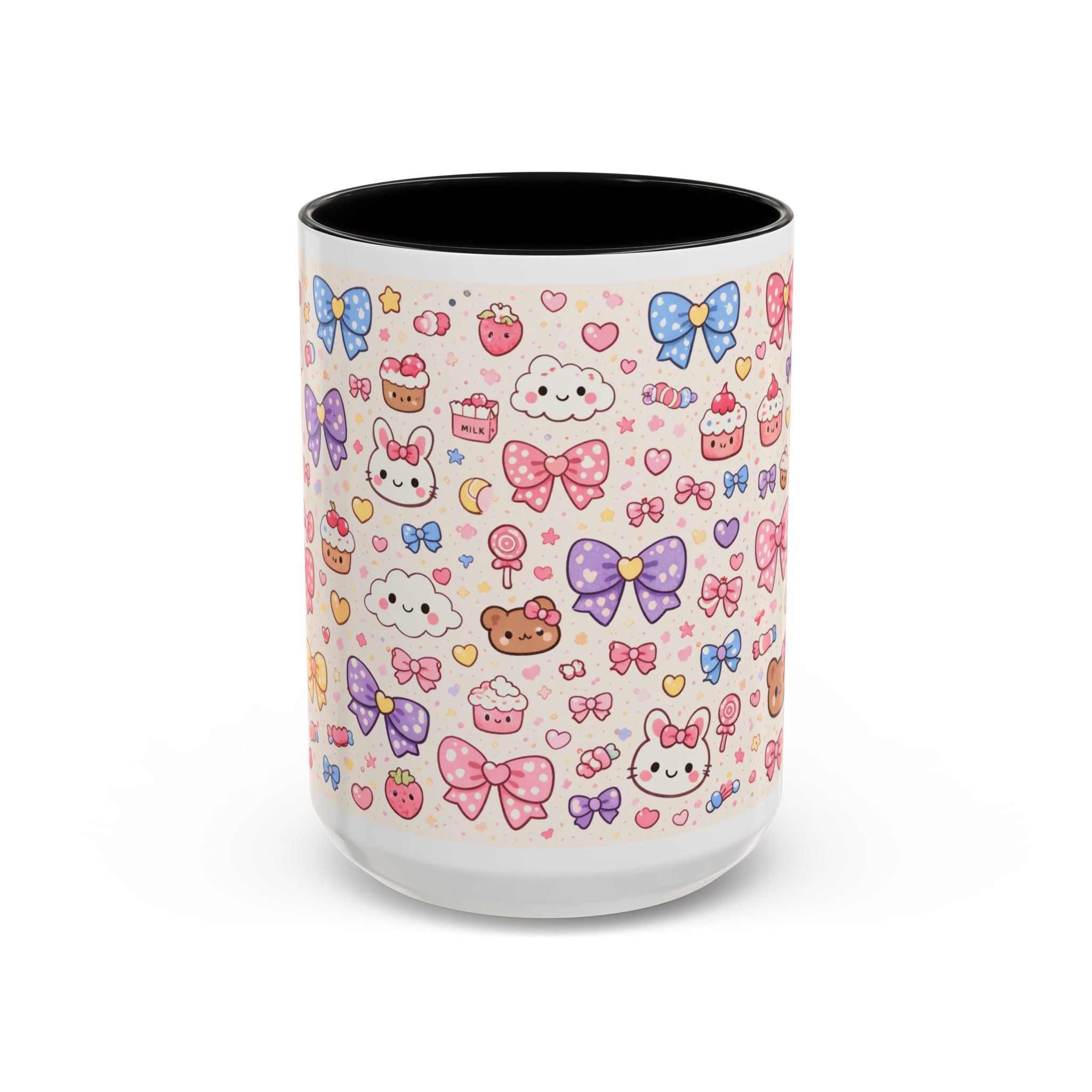 Kawaii Pastel Bows & Sweets Accent Coffee Mug (11/15oz)
