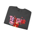 Teacher Heart Graphic Sweatshirt — Cute Books & Bow Design, Perfect for Teacher Gifts
