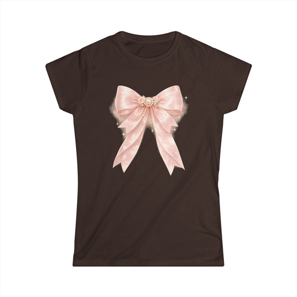 Women's Pink Satin Bow Tee — Elegant Gift Shirt for Brides, Mother's Day & Special Occasions