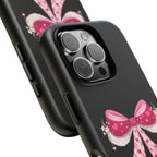 Pink Heart Bow Tough Phone Case — Cute Protective iPhone Cover
