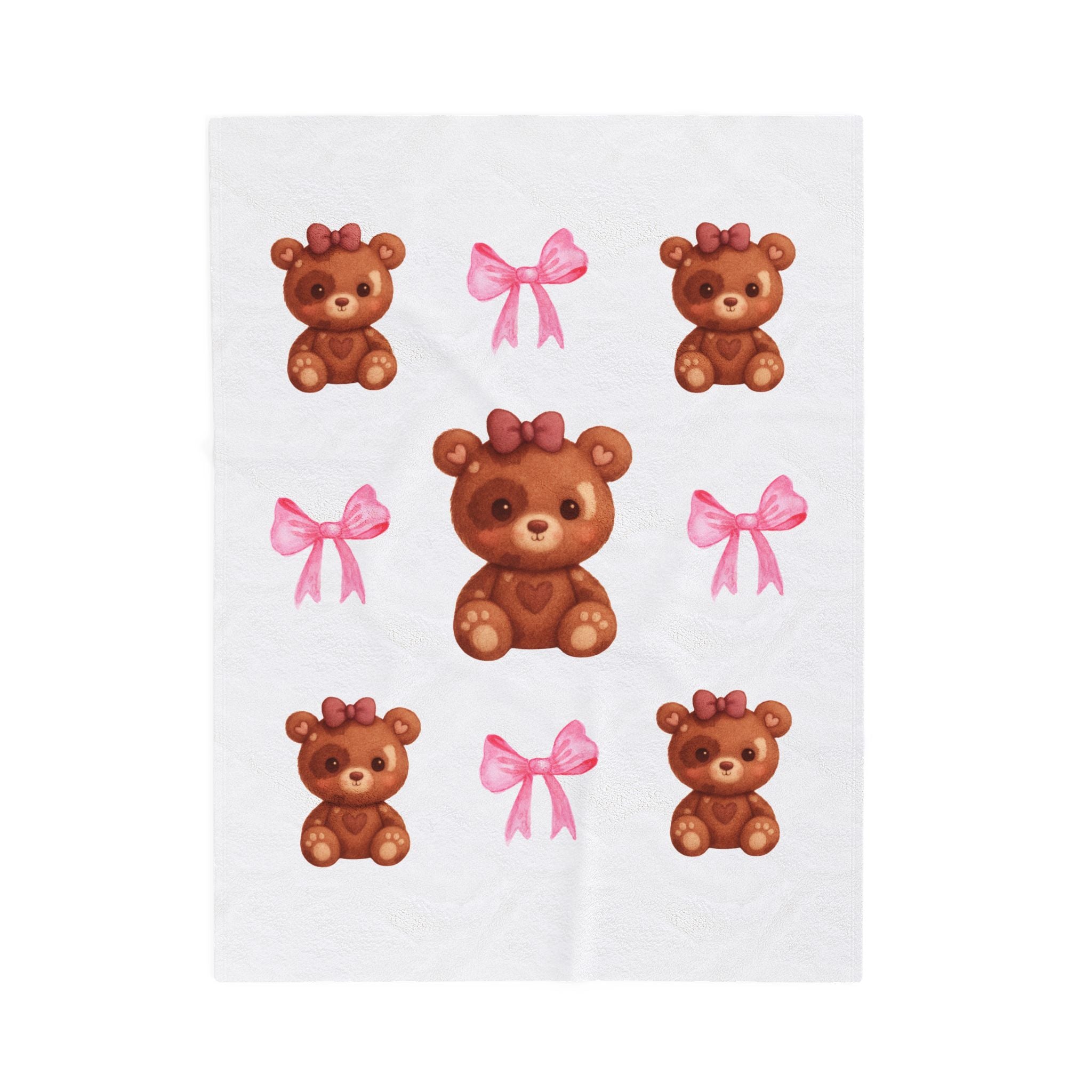 Bows & Bears Velveteen Plush Blanket