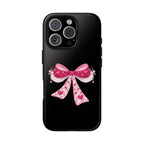 Pink Heart Bow Tough Phone Case — Cute Protective iPhone Cover