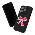 Pink Heart Bow Tough Phone Case — Cute Protective iPhone Cover