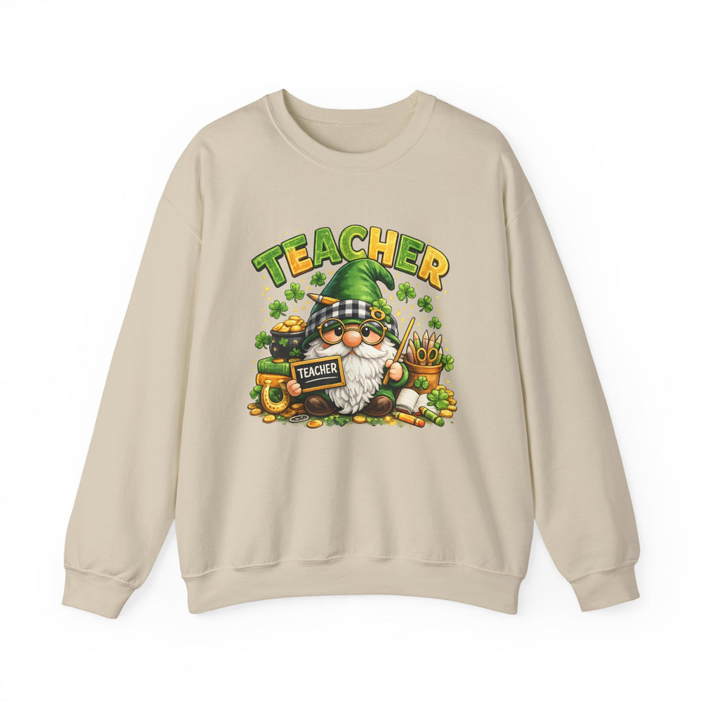 Teacher Gnome St. Patrick’s Day Sweatshirt — Cute Lucky Teacher Crewneck
