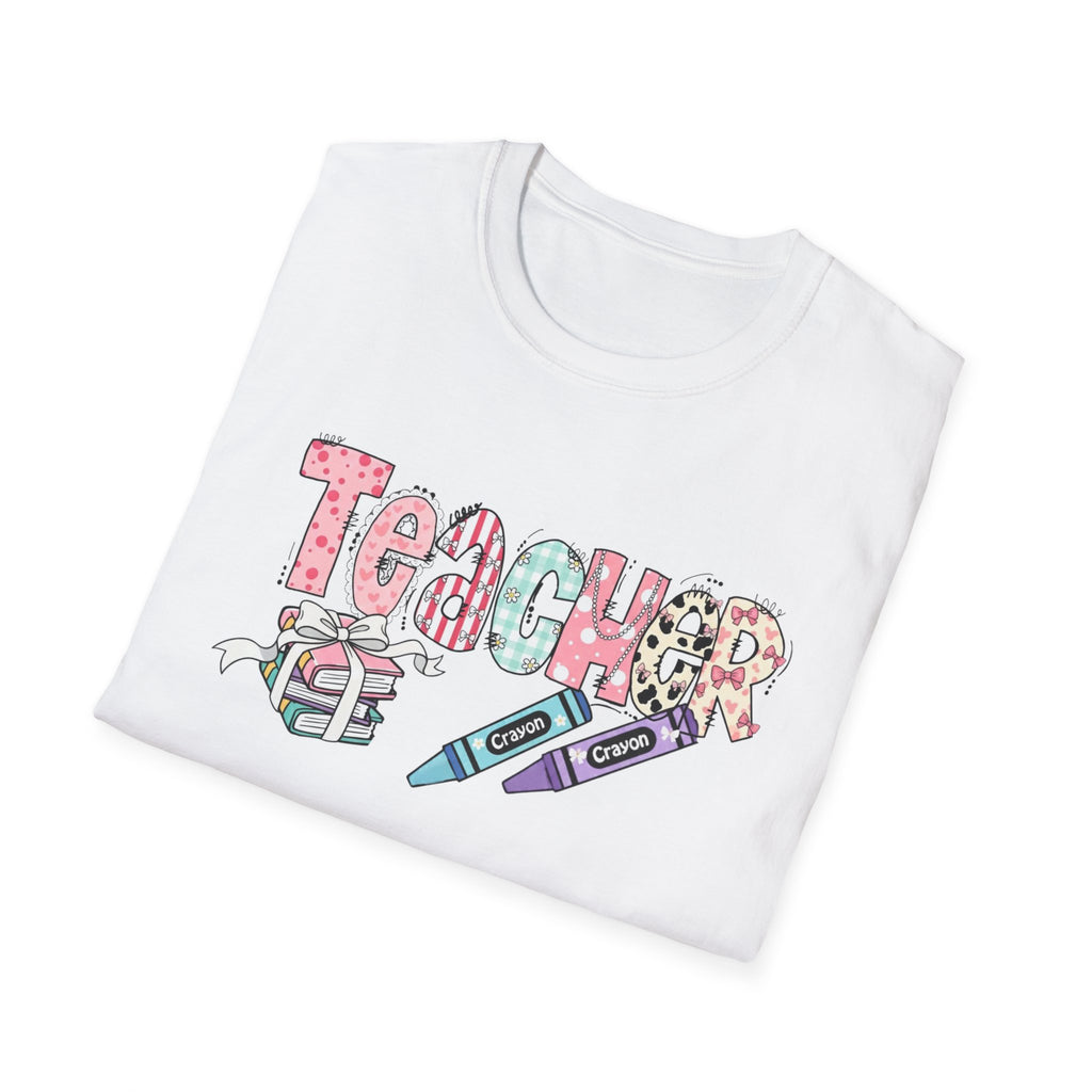 Teacher Crayon Graphic T-Shirt — Cute School Staff Gift