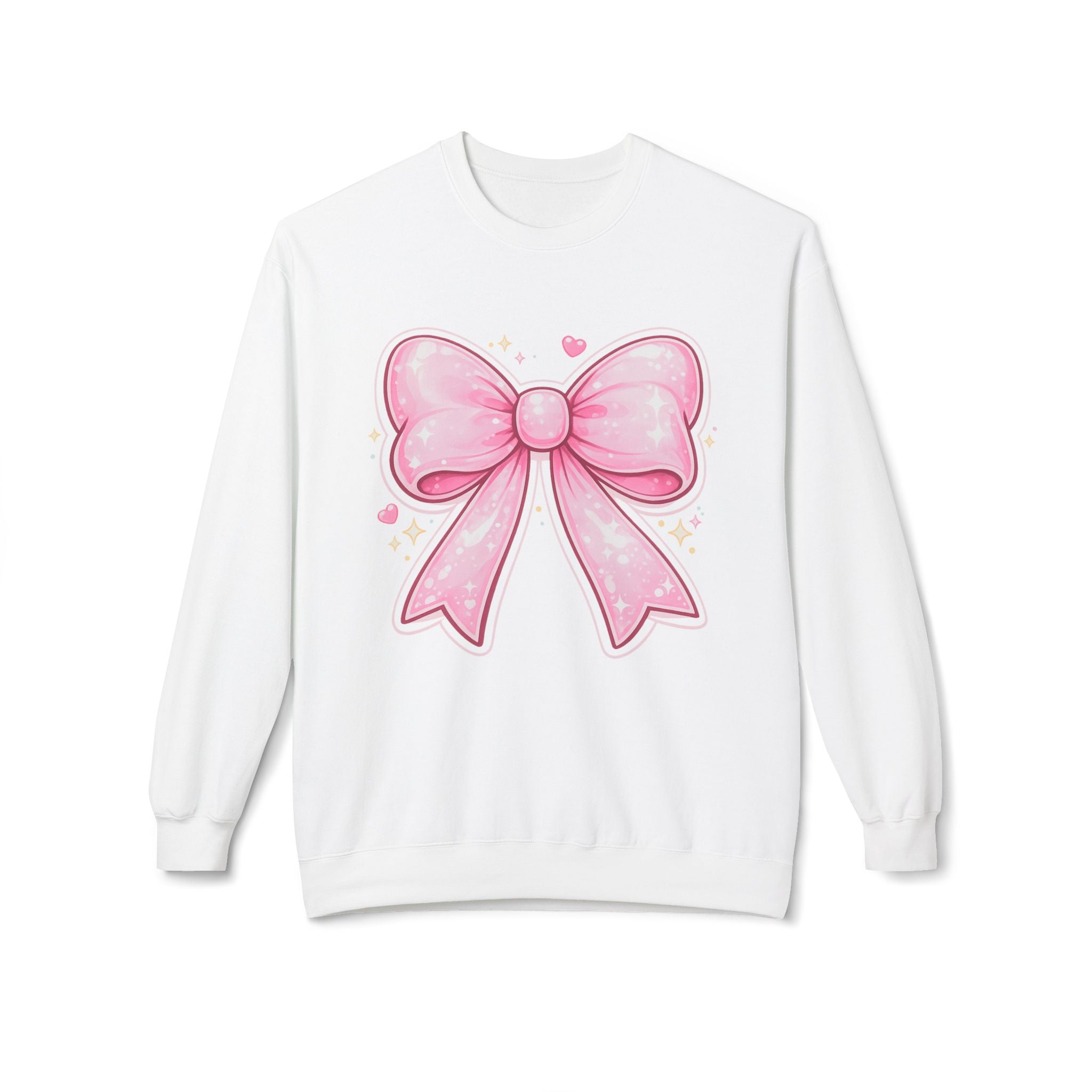 Pink Sparkle Bow Crewneck Sweatshirt