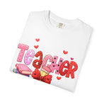 Teacher Heart Graphic T-Shirt — Cute Book & Pencil Gift Tee for Educators