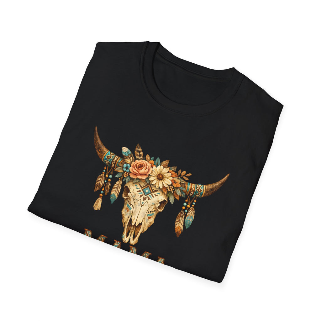 Mama Floral Bull Skull T-Shirt — Boho Western Mother's Day Tee