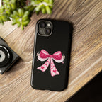 Pink Heart Bow Tough Phone Case — Cute Protective iPhone Cover