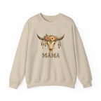 Mama Floral Cow Skull Sweatshirt — Boho Western Mother's Day Crewneck