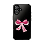 Pink Heart Bow Tough Phone Case — Cute Protective iPhone Cover