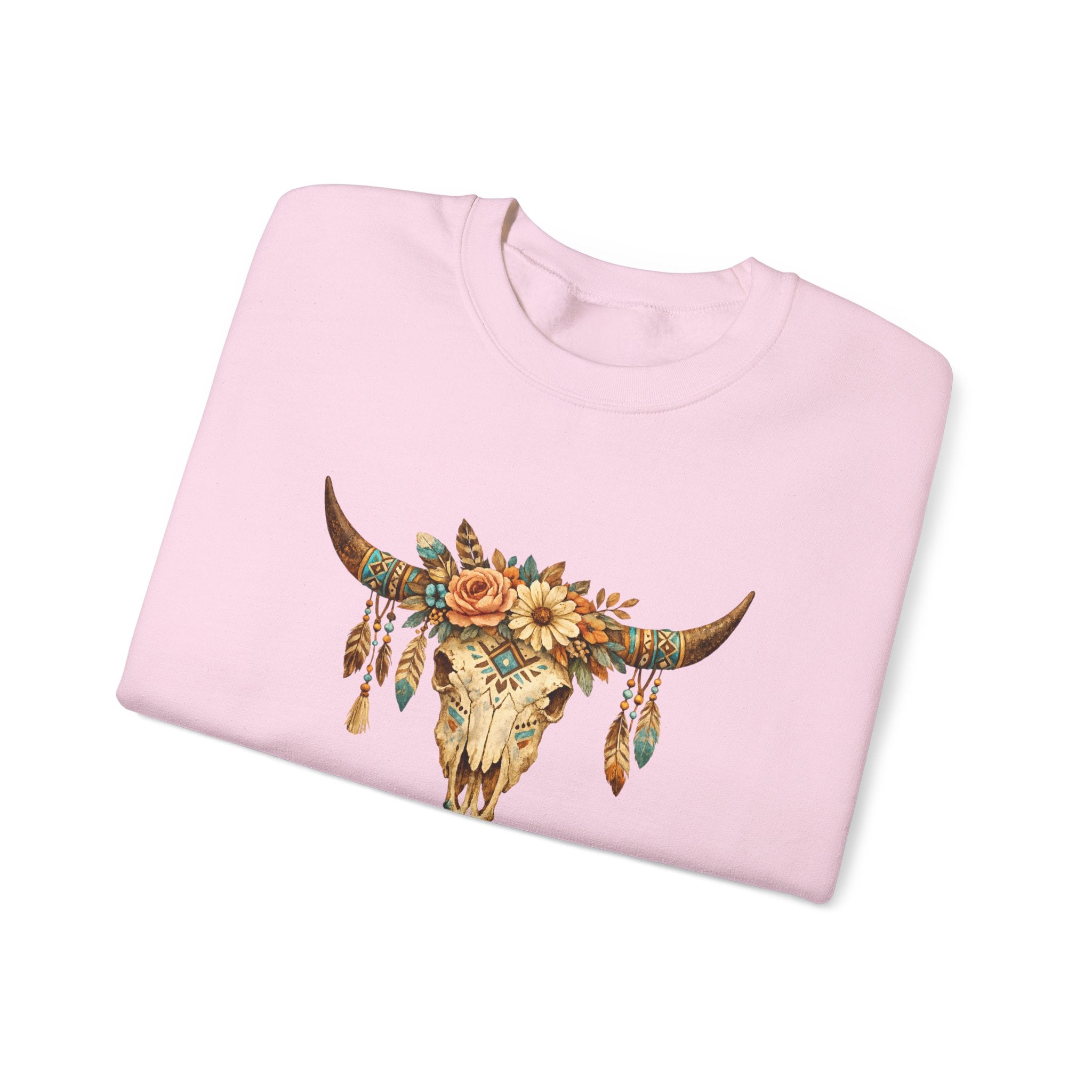 Mama Floral Cow Skull Sweatshirt — Boho Western Mother's Day Crewneck