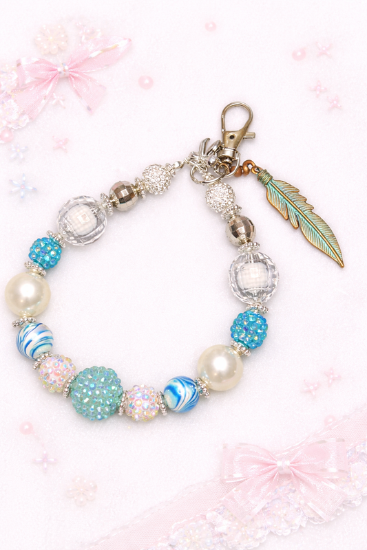 Hand Made Keychainn Blue & White