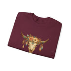 Mama Floral Cow Skull Sweatshirt — Boho Western Mother's Day Crewneck