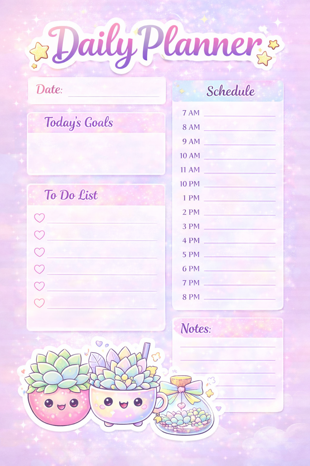 Succulents Daily Planner