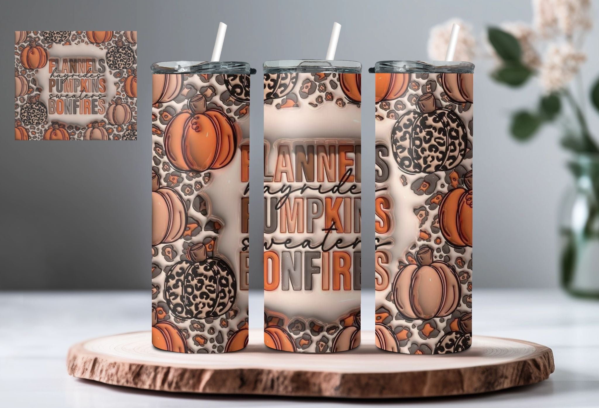 Flannel Pumpkins and Bonfires Tumbler