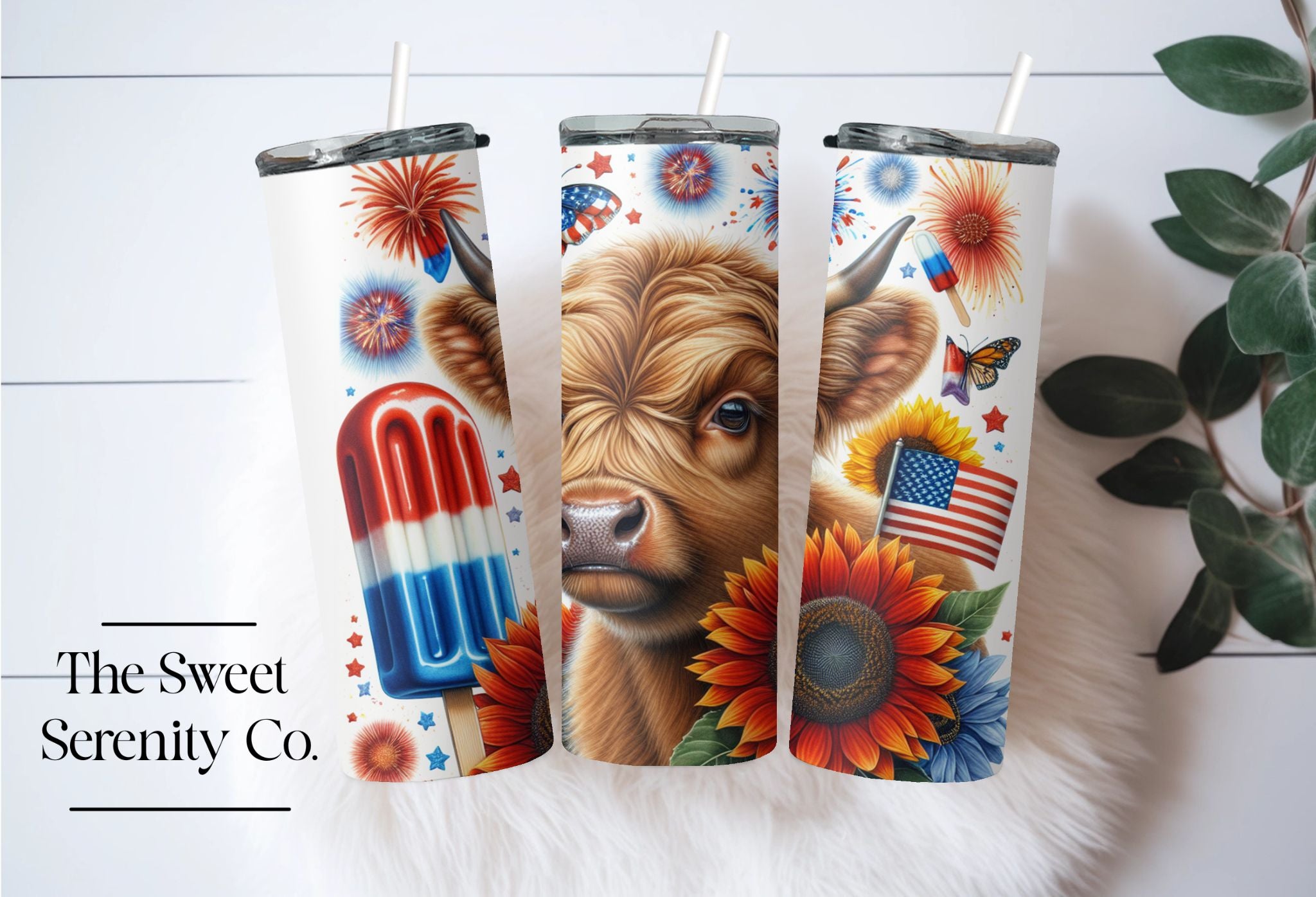 Hyland Cow 4th of July