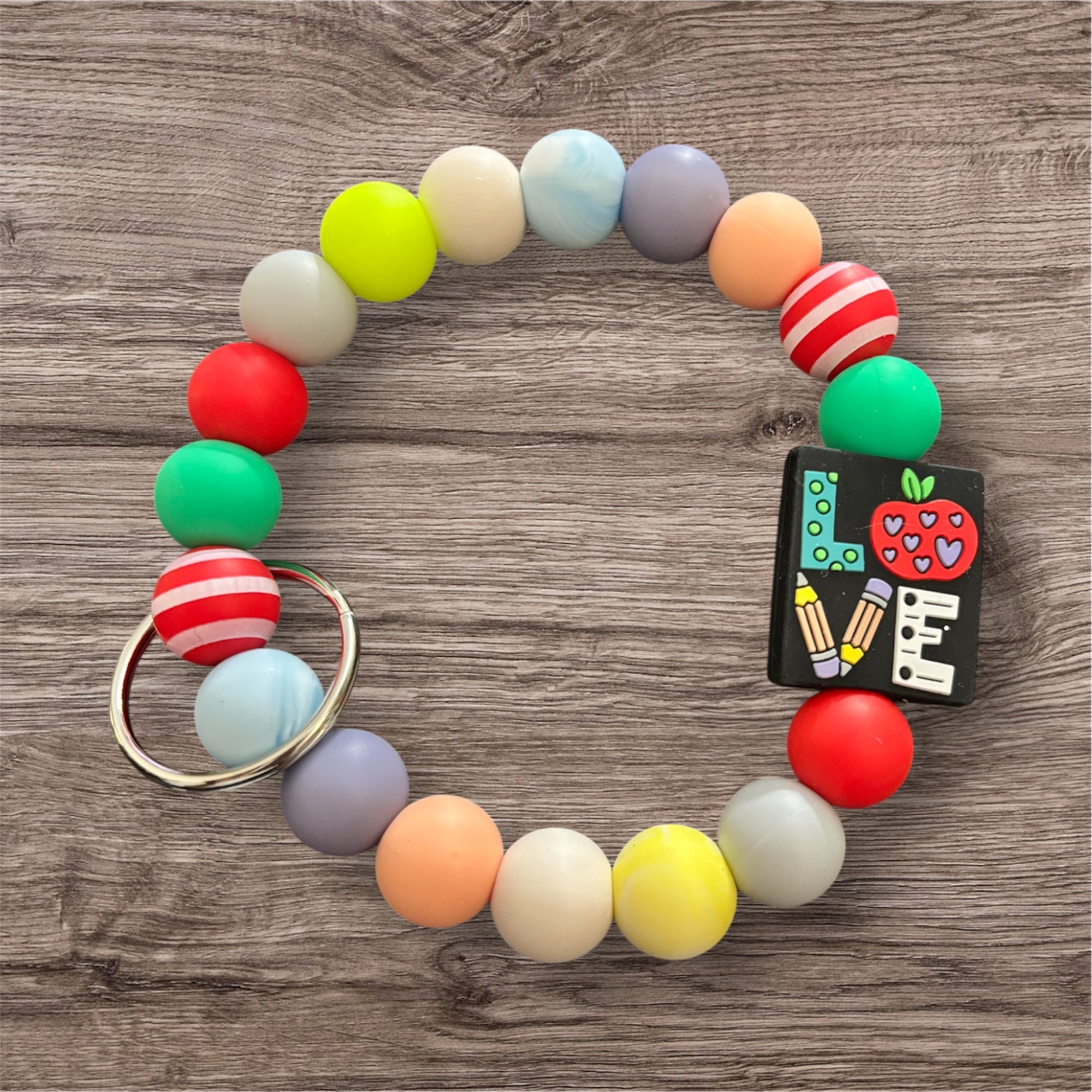 Teacher love wristlet keychain