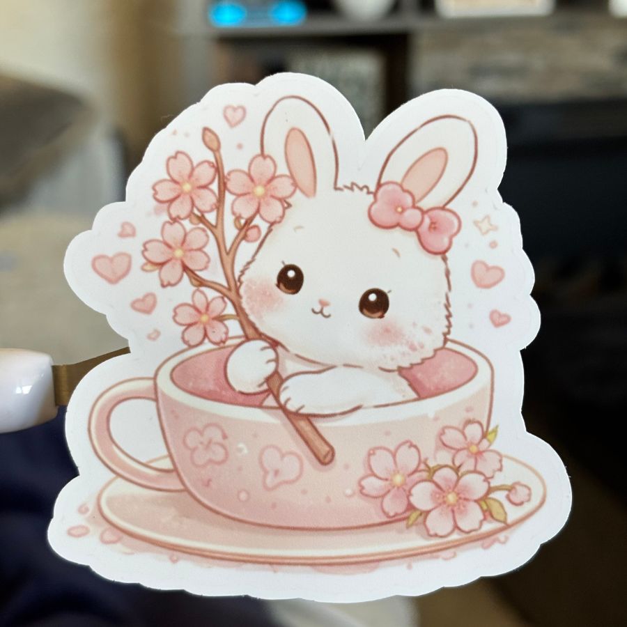 Bunny In a Tea Cup Sticker