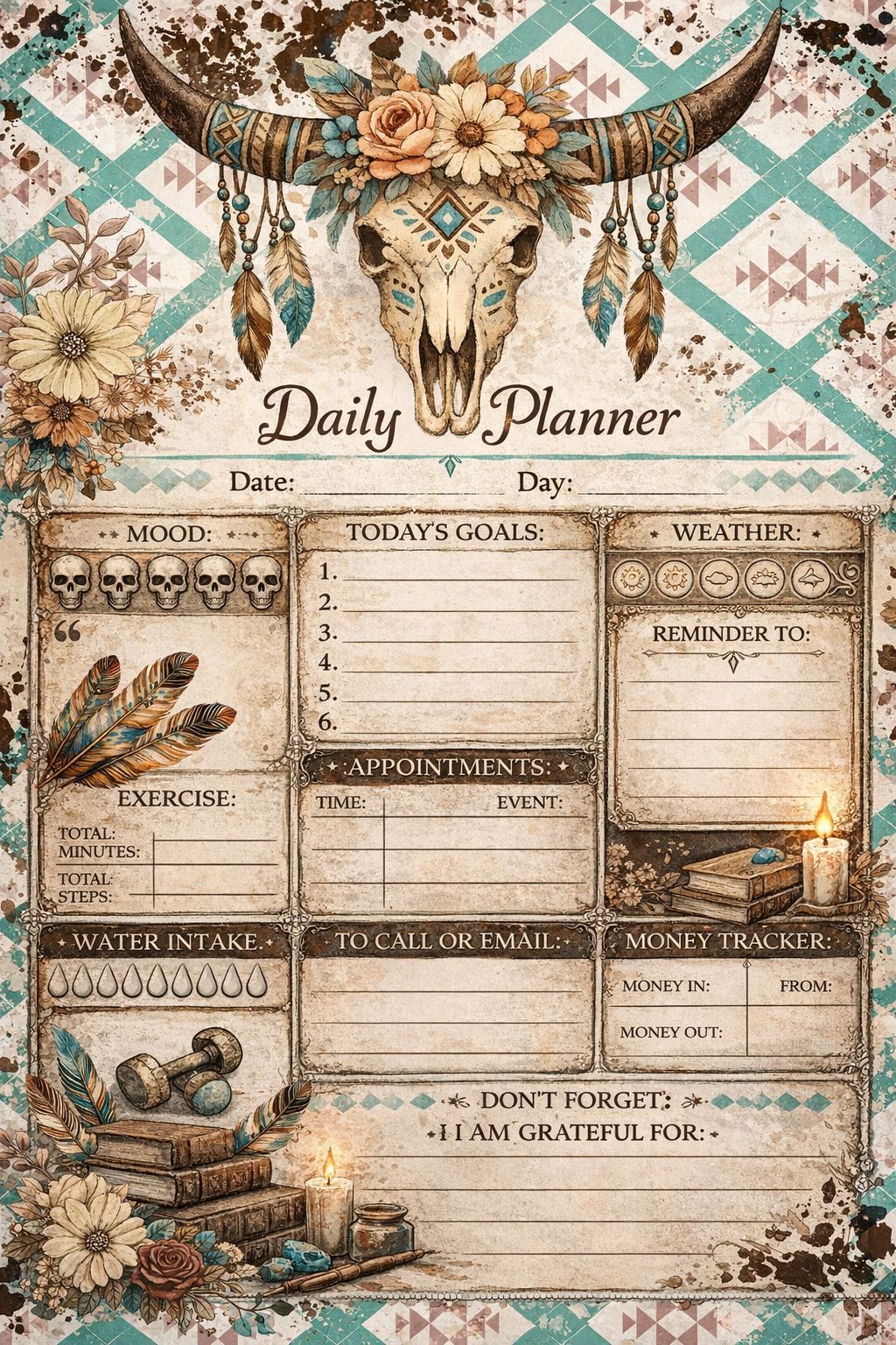 Cow Skull  Dialy Planner