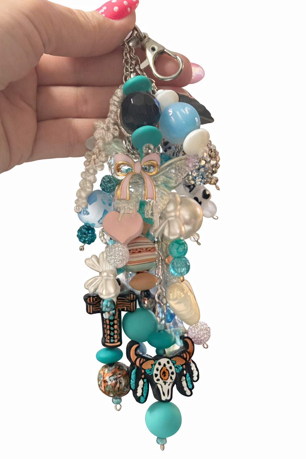 Handmade Turquoise Mama Boho Cluster Keychain