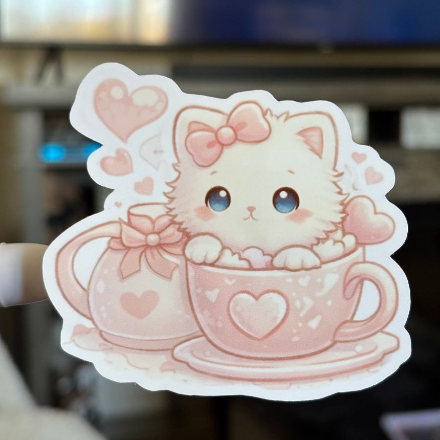 Kitten In a Tea Cup Sticker
