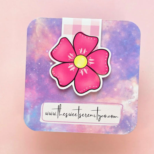 Pink Flower Magnetic Bookmark