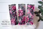 Pink & Black flower Tumbler