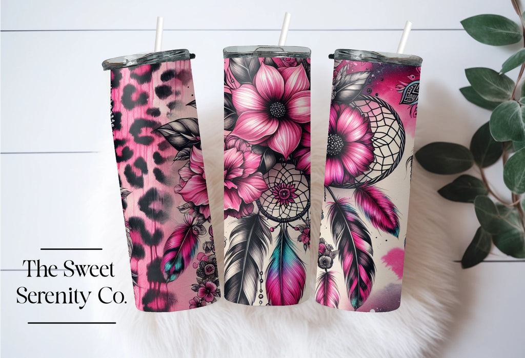 Pink Leopard & Dream Catcher Tumbler