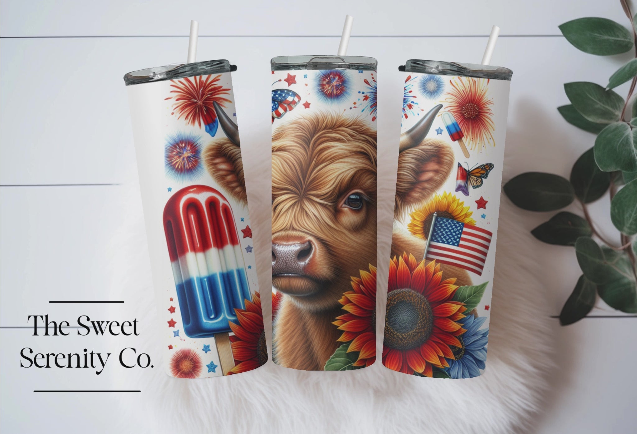 Hyland Cow 4th of July