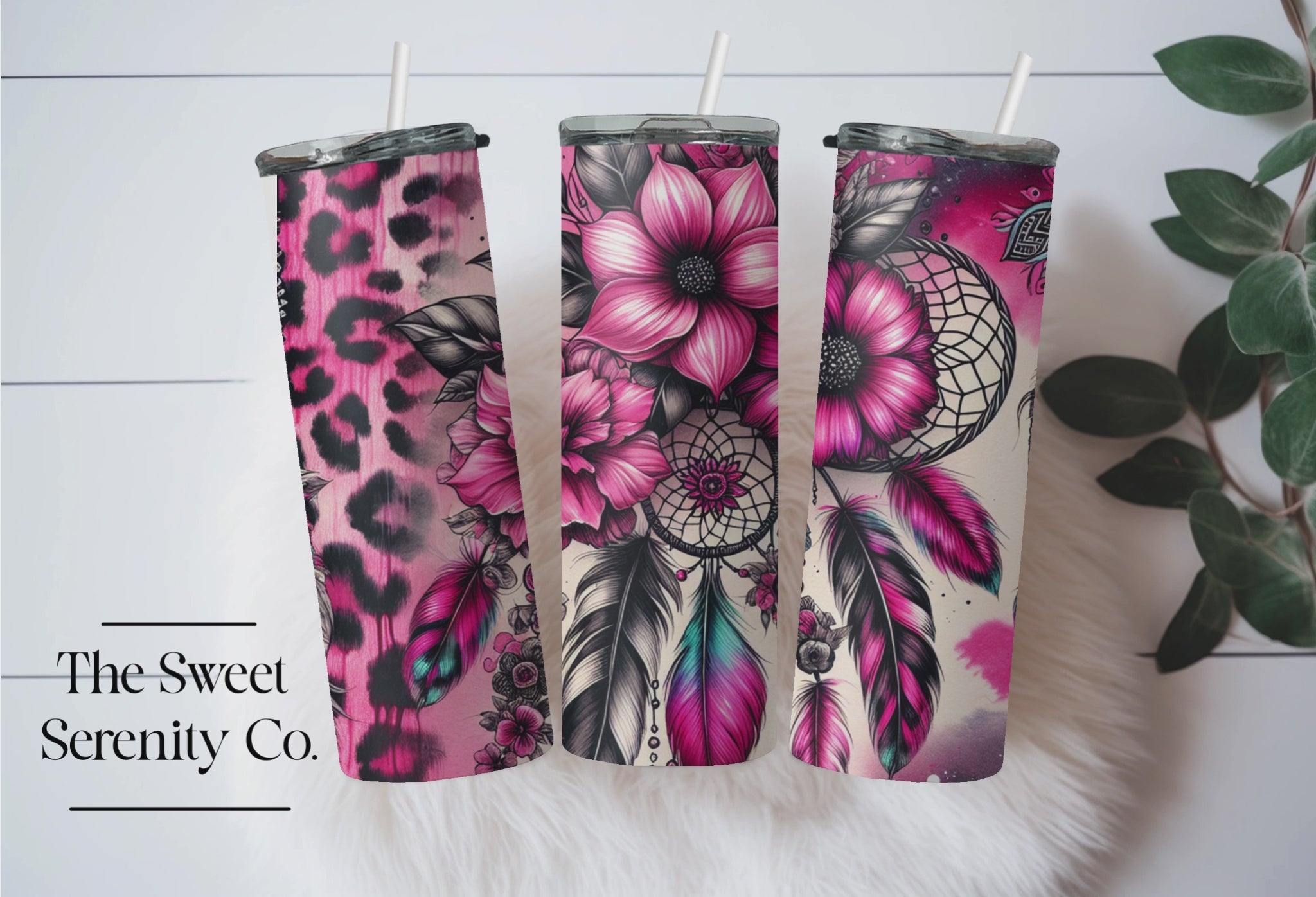 Pink Leopard & Dream Catcher Tumbler